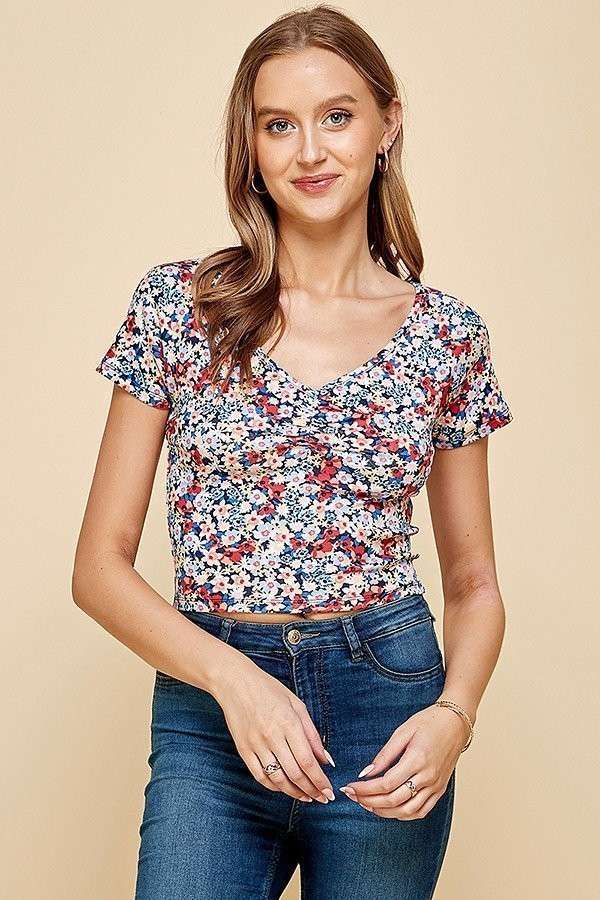 Floral Semi-Crop Tee
