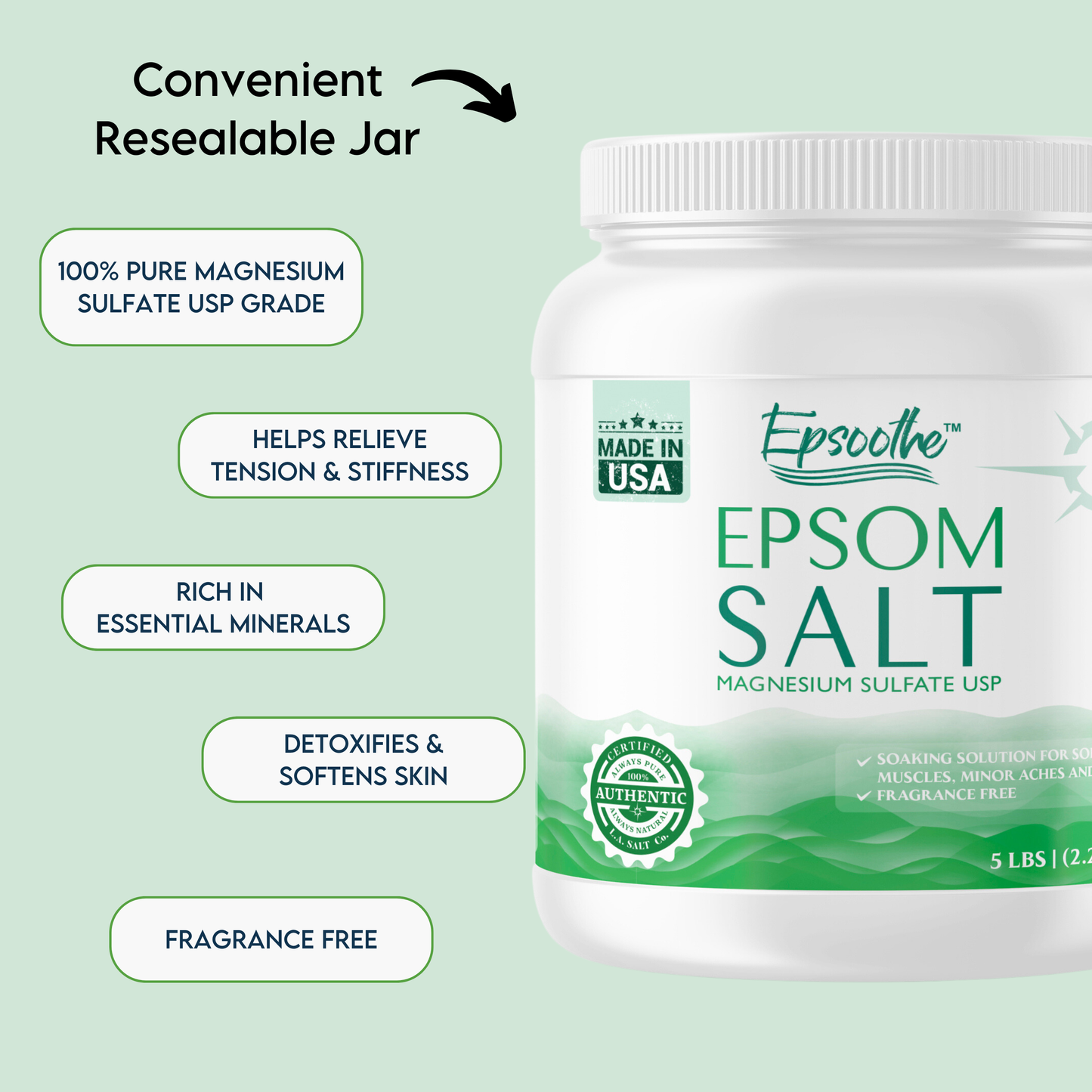 Epsoothe™ Epsom Salt Jar (5 lb)