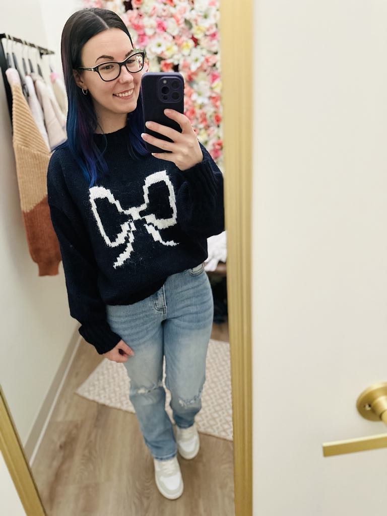 Navy Bow Sweater