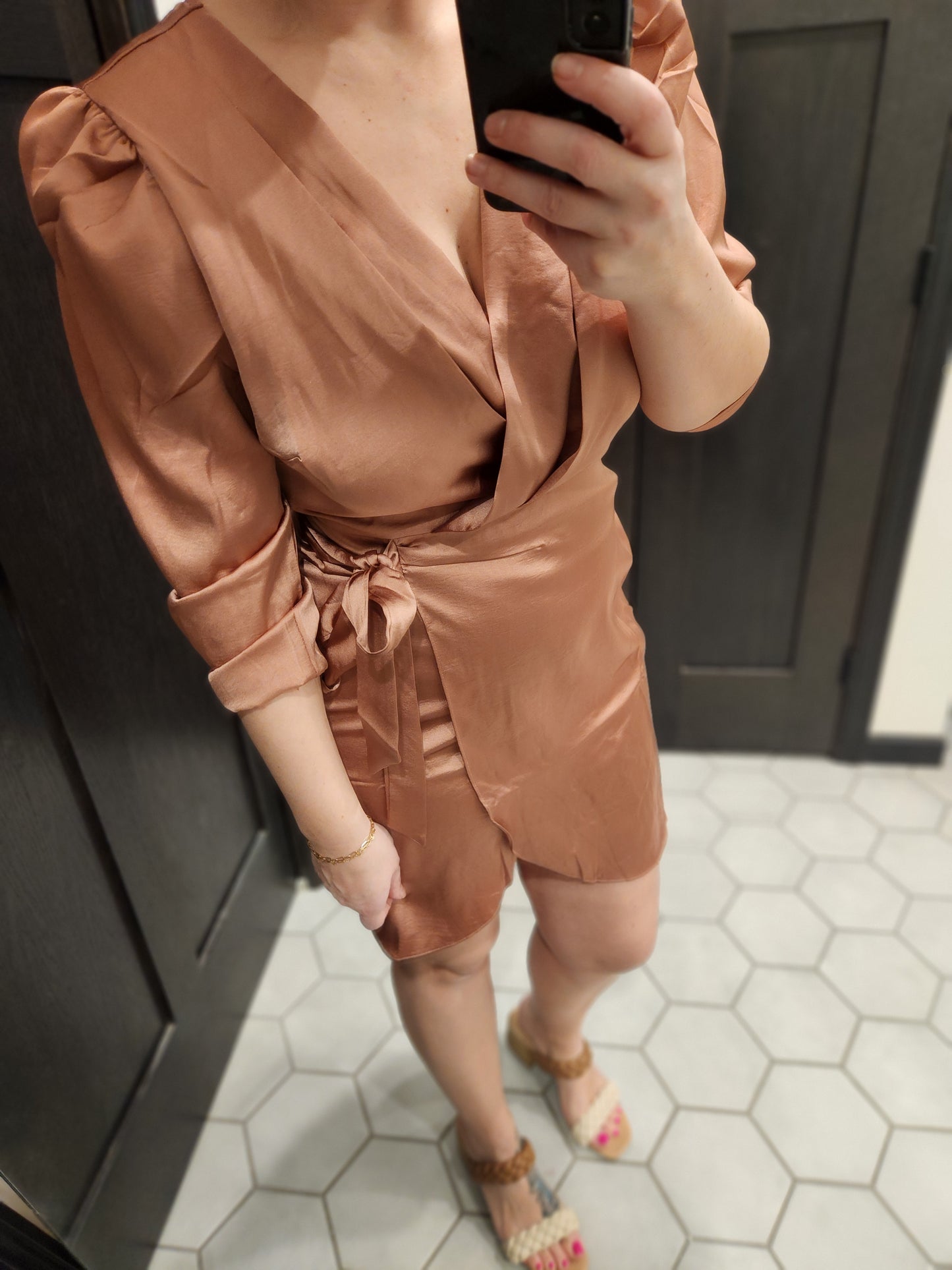 Mauve Satin Mini Dress
