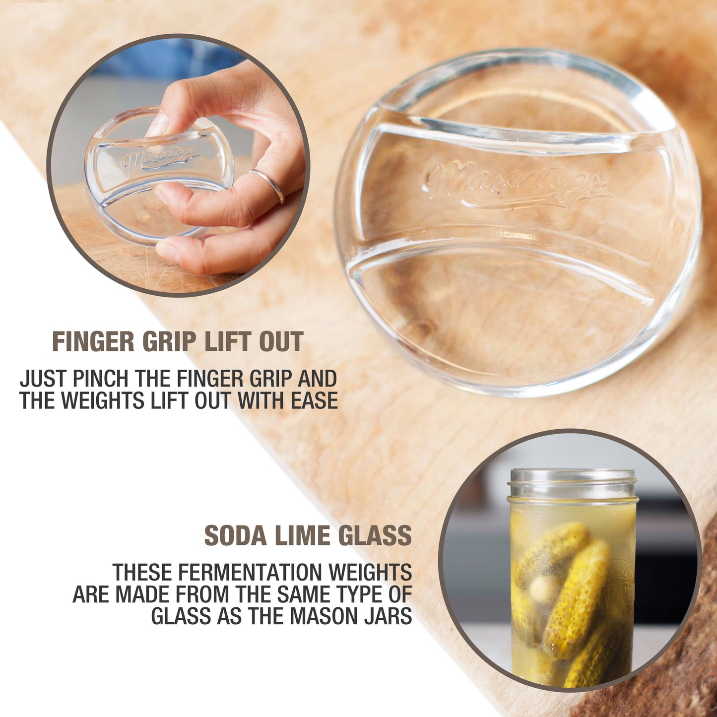 Pickle Pebble Glass Fermentation Weights: Wide Mouth