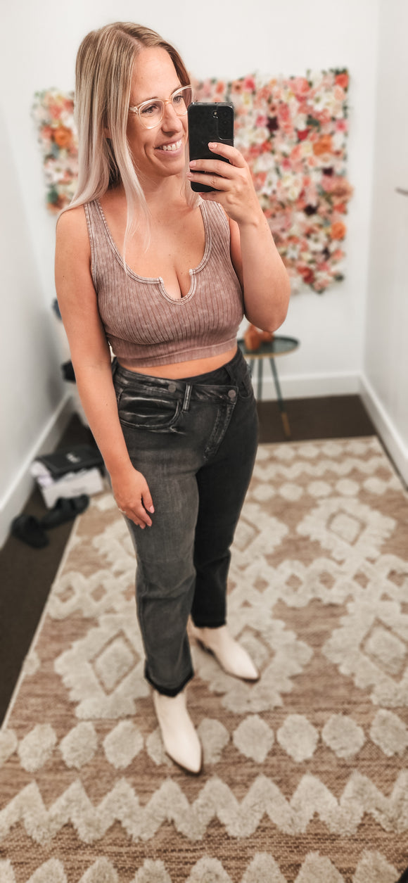 Washed Ribbed Crop Top