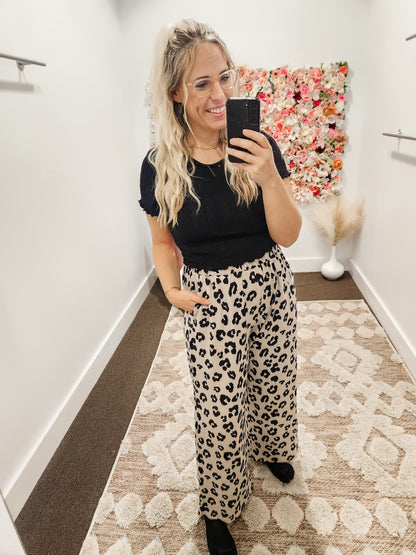 Leopard Wide Leg Pants