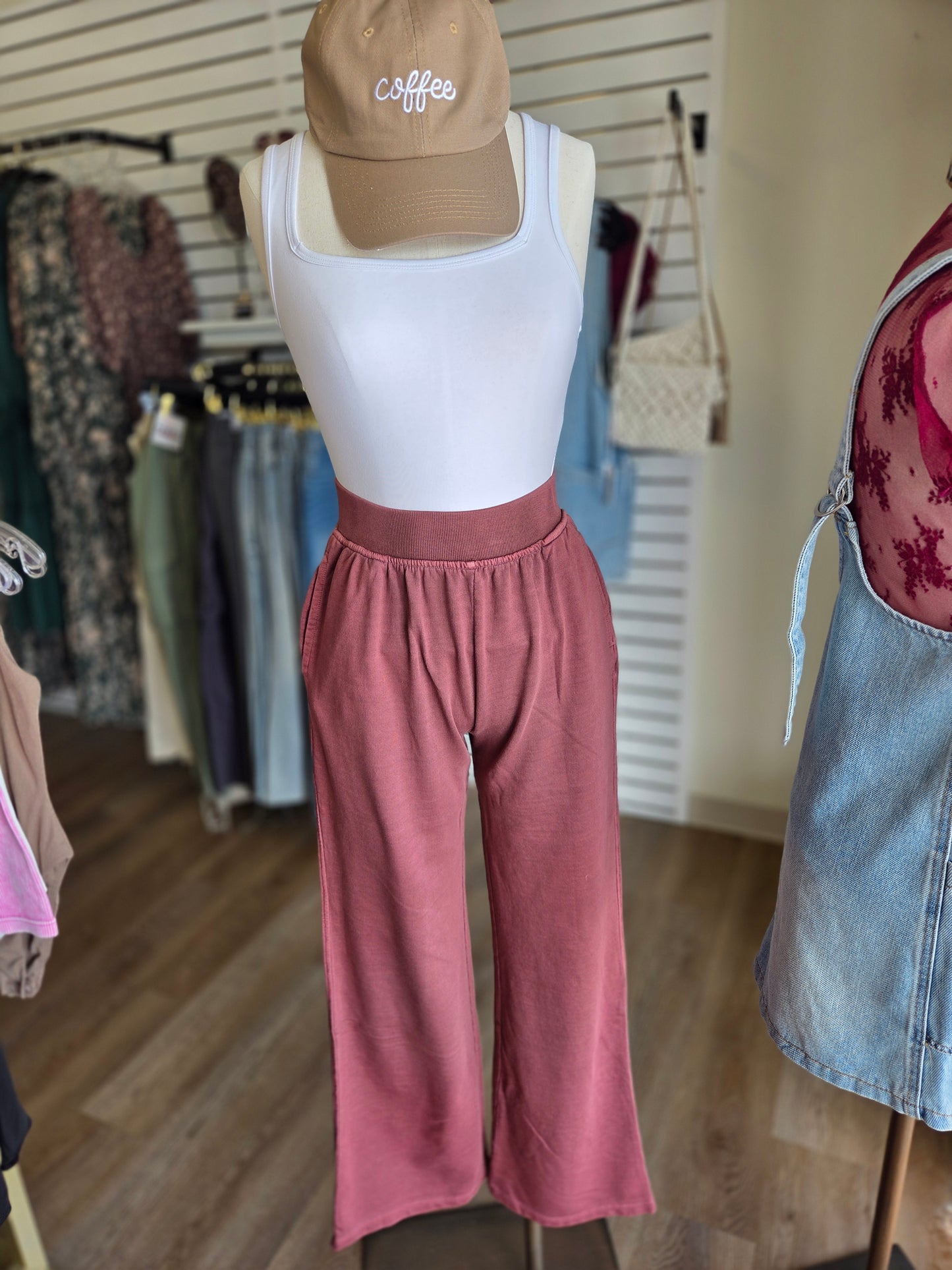 Mineral Washed Wide Leg Pants