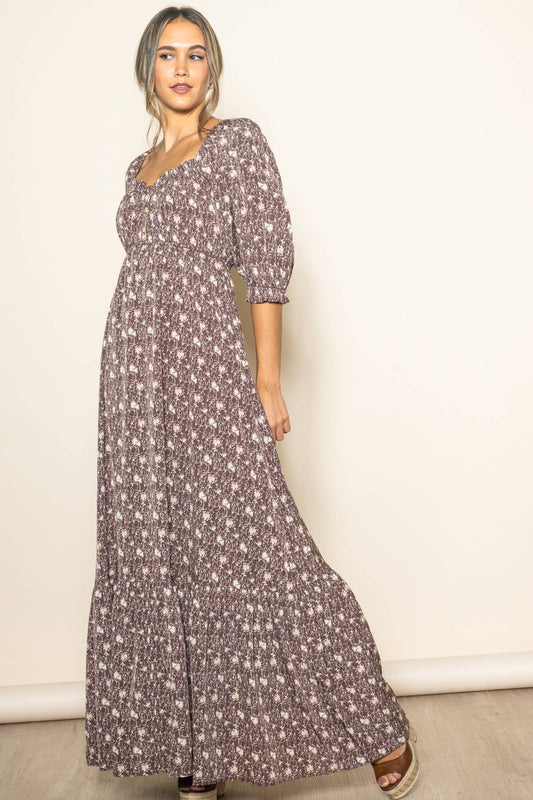 Chestnut Babydoll Maxi Dress