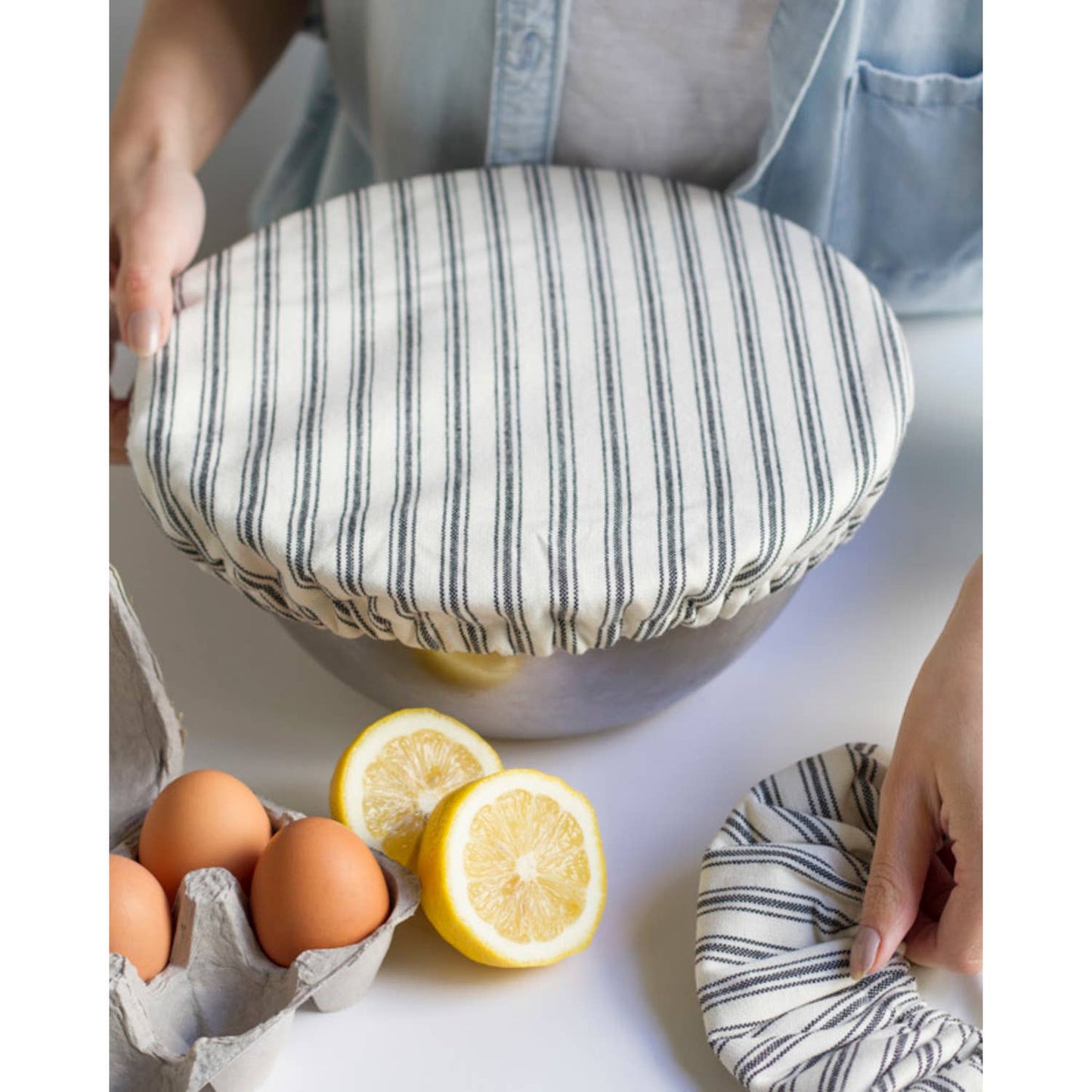 Ticking Stripe Bowl Covers Set of 2