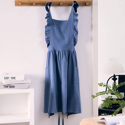 Cotton Ruffle Kitchen Apron