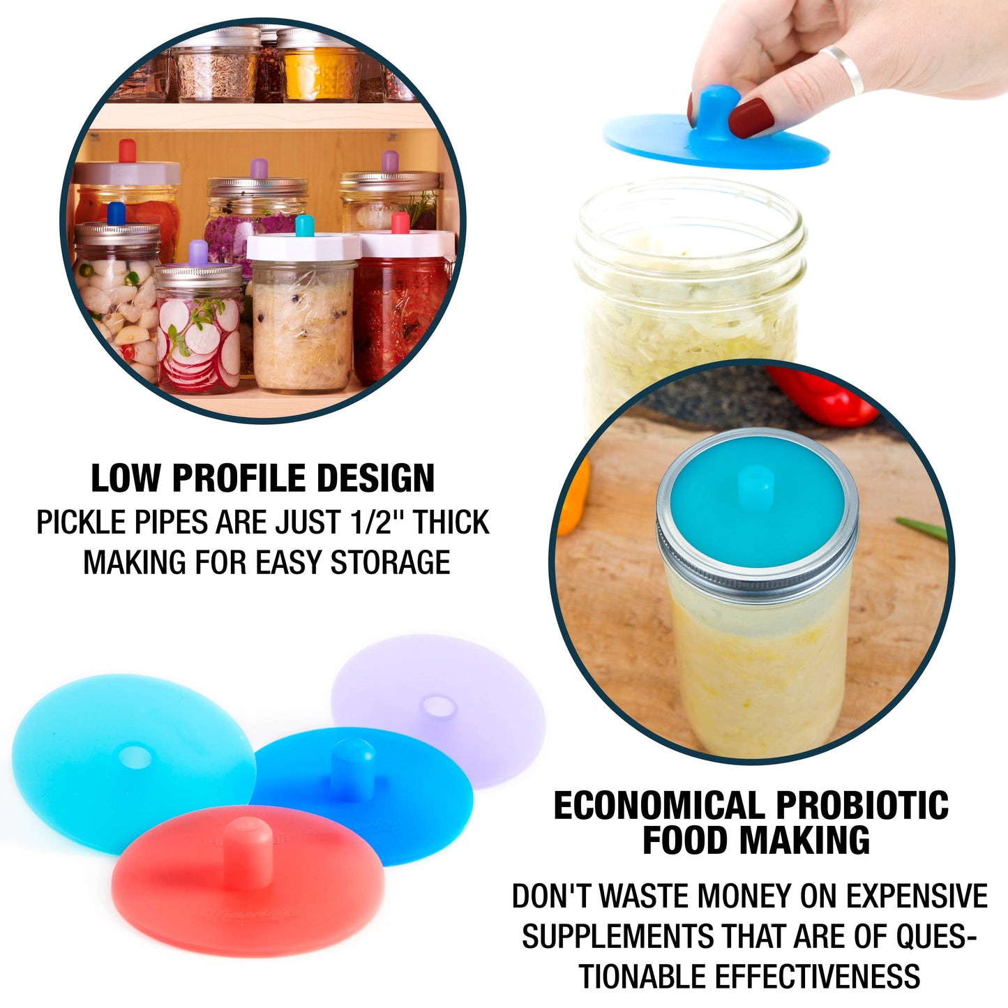 Pickle Pipe Fermentation Airlocks for Mason Jars: Wide Mouth
