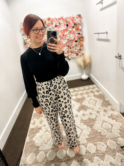 Leopard Wide Leg Pants